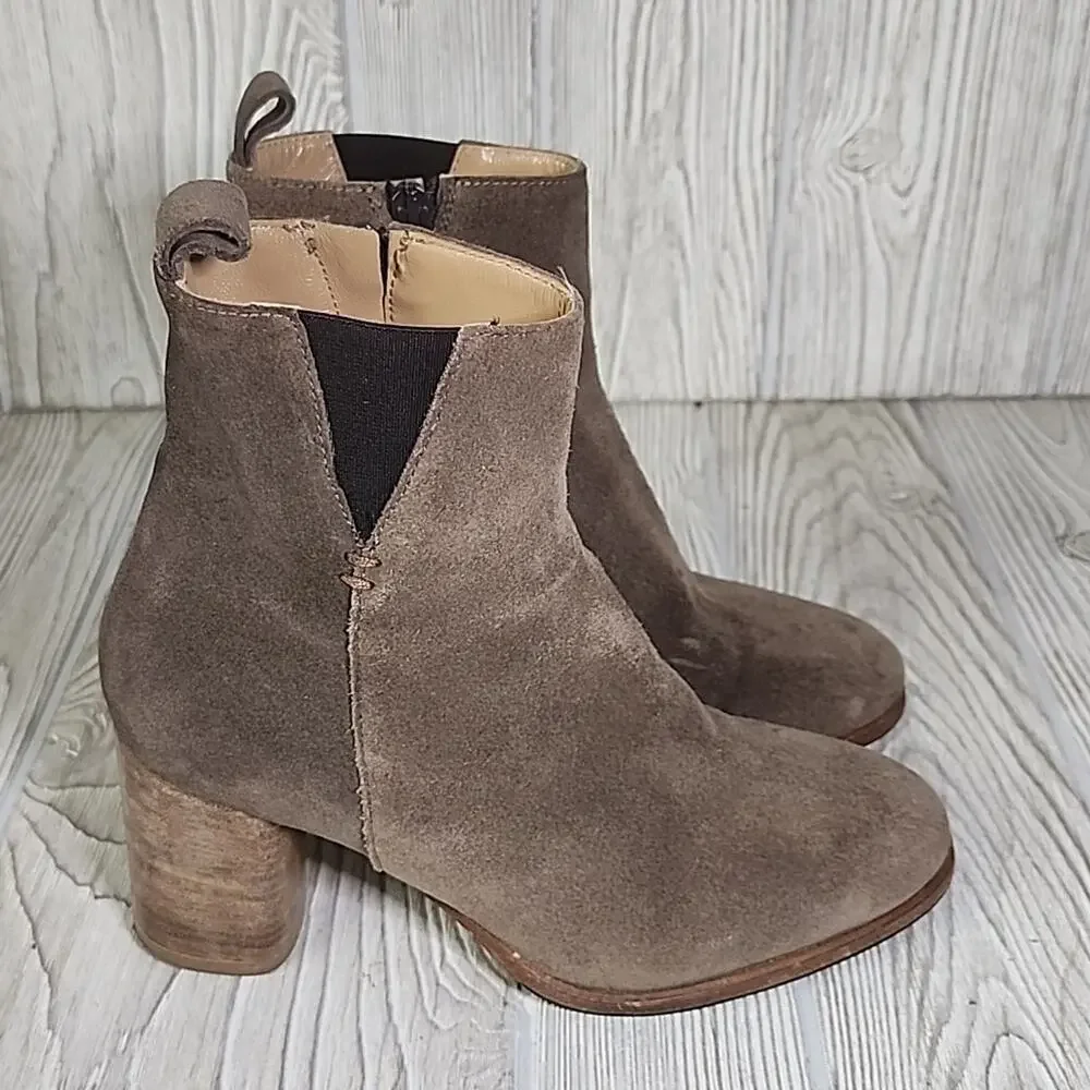 Napoleoni Taupe Brown Leather Suede Ankle Boots Womens Size 37 US 6.5